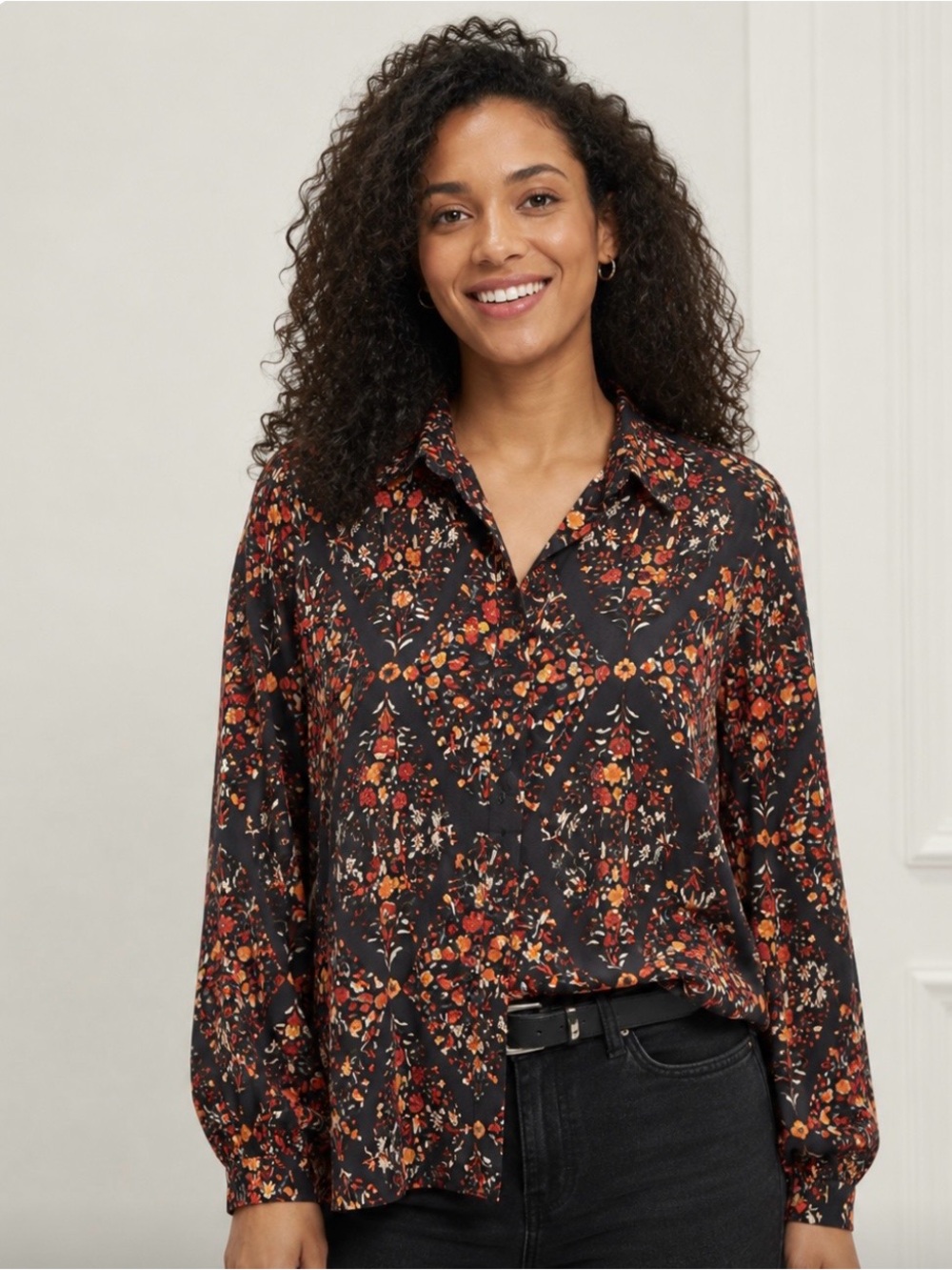 Floral Button-Up Blouse
